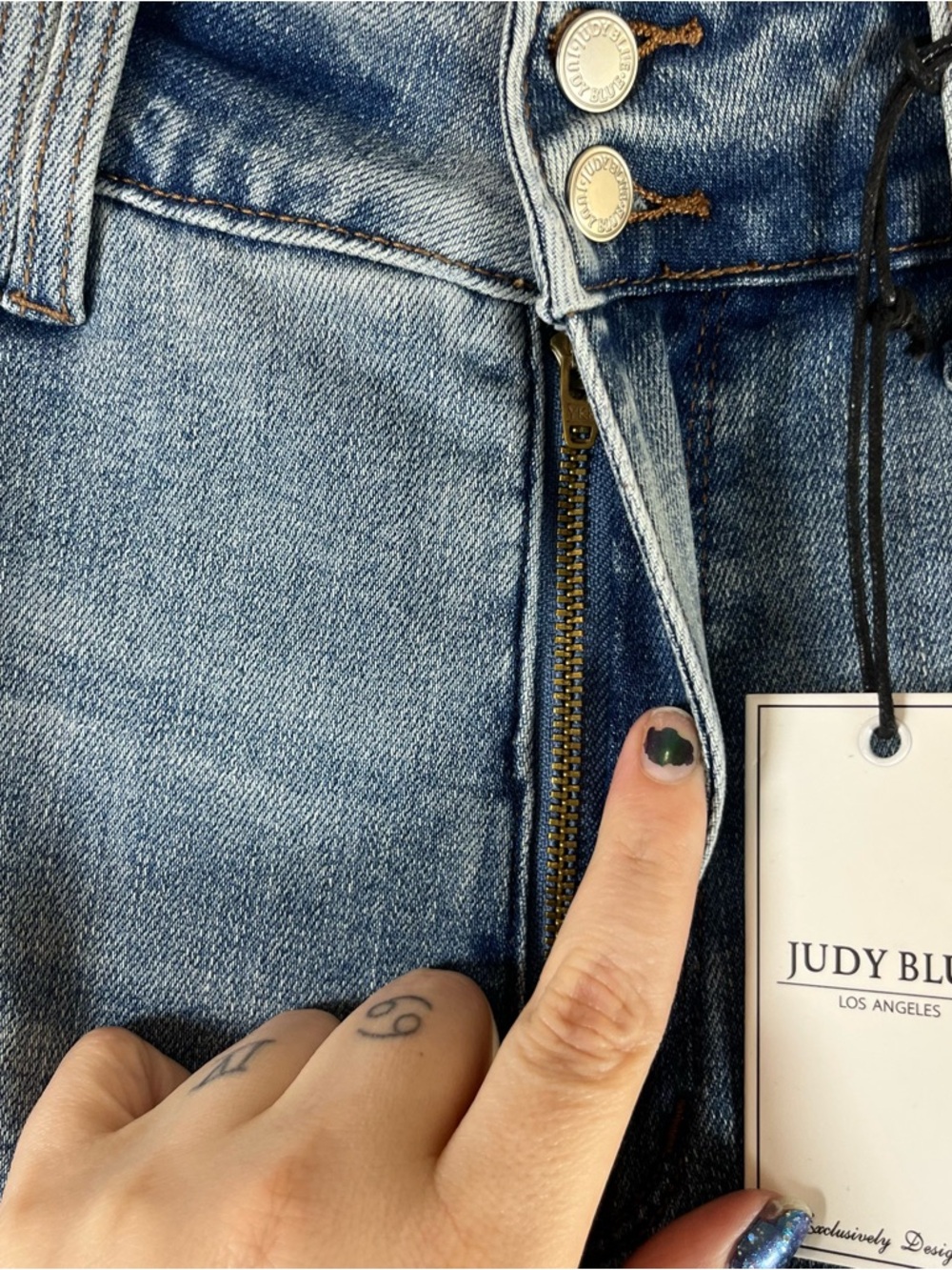 Judy Blue High Waist Double Button Wide Leg Jeans - Picture 6 of 15